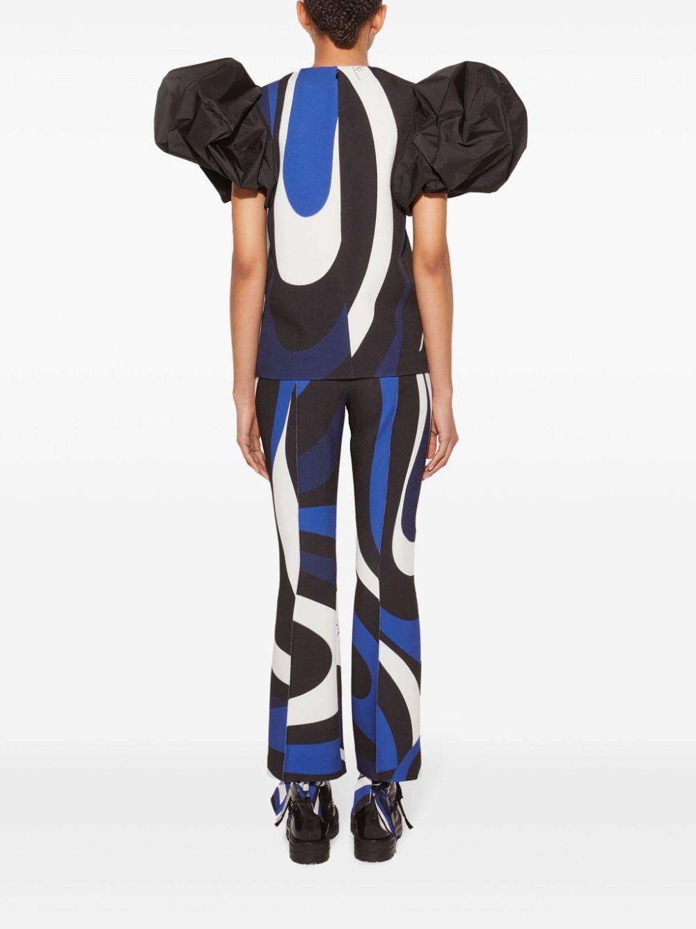 Emilio Pucci レディース ブルー Marmoプリント フレアパンツ パンツ 