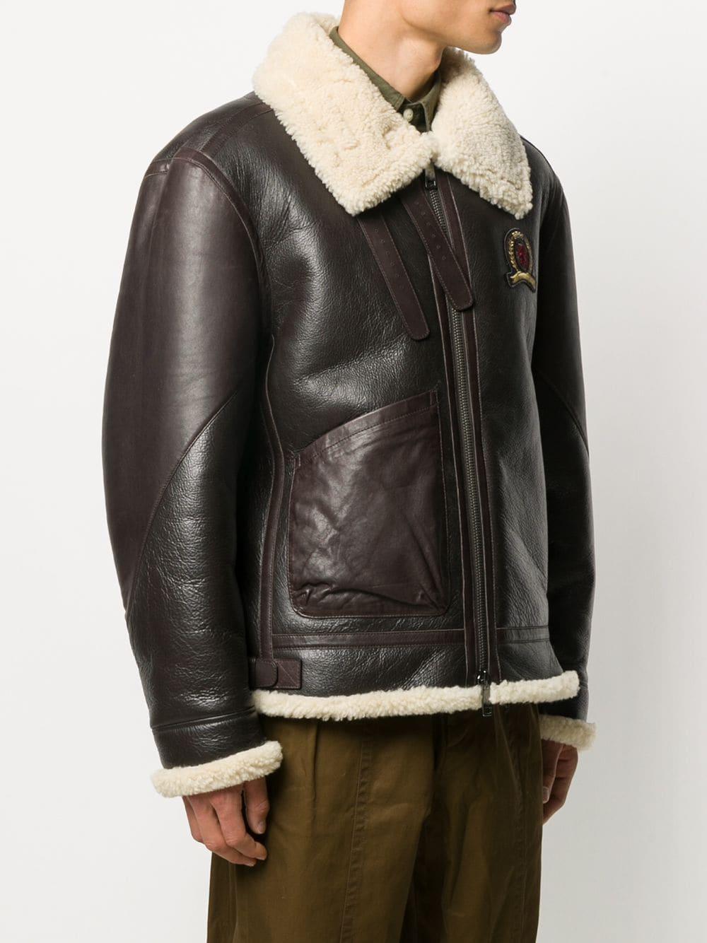 Tommy Hilfiger Zip-up Sheepskin Jacket in Brown for Men | Lyst