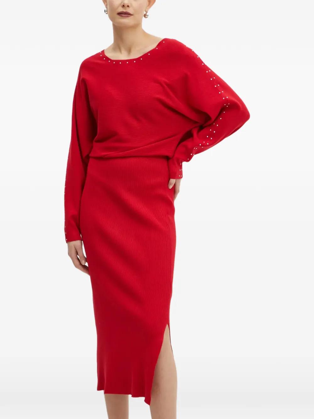 Morgan Studded Slit Maxi Dress in Red | Lyst