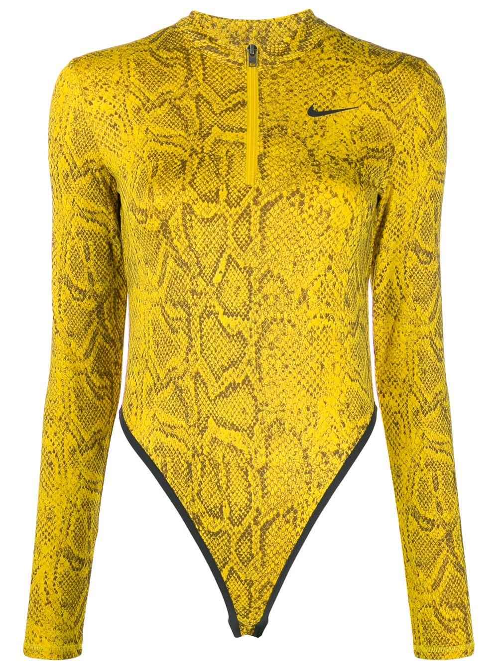 nike yellow python bodysuit