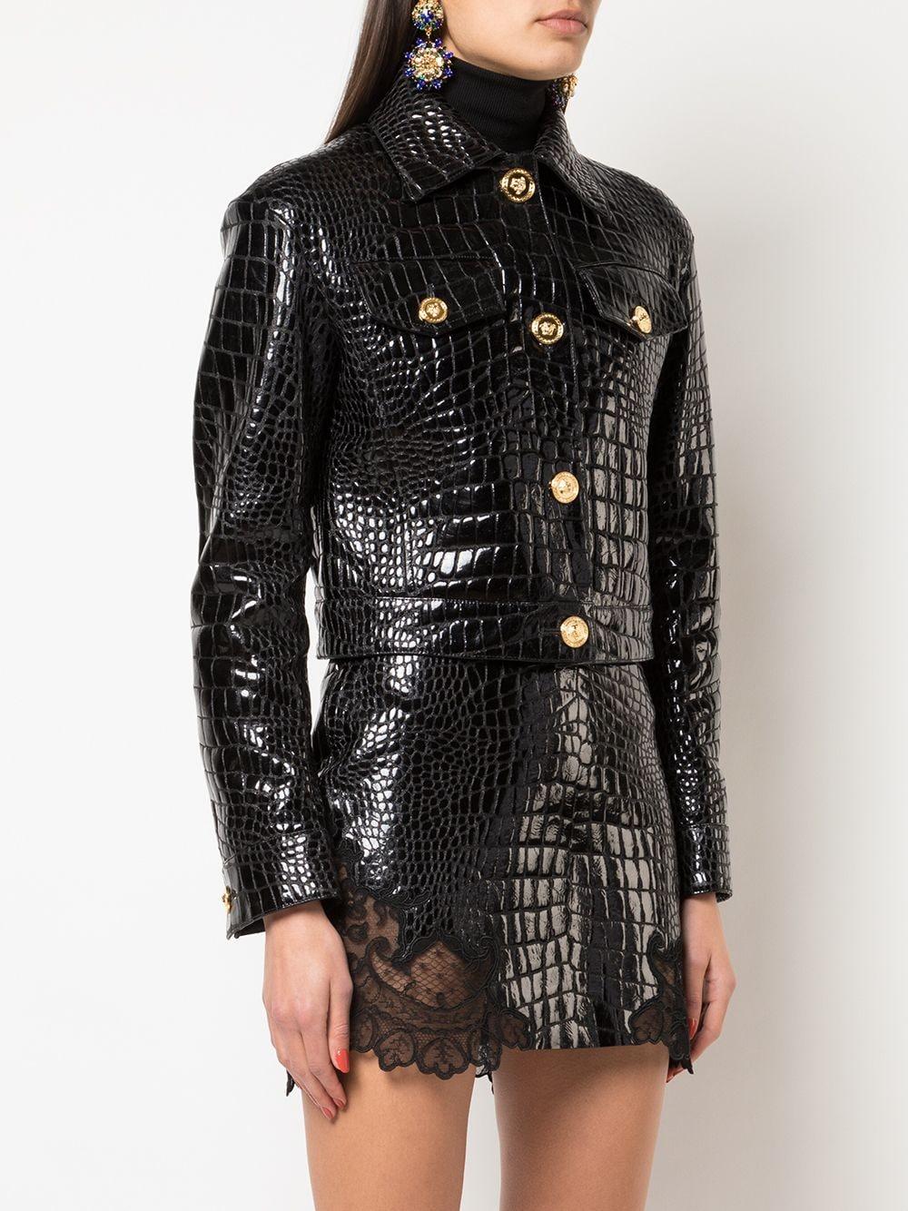 Versace Crocodile-effect Jacket in Black | Lyst
