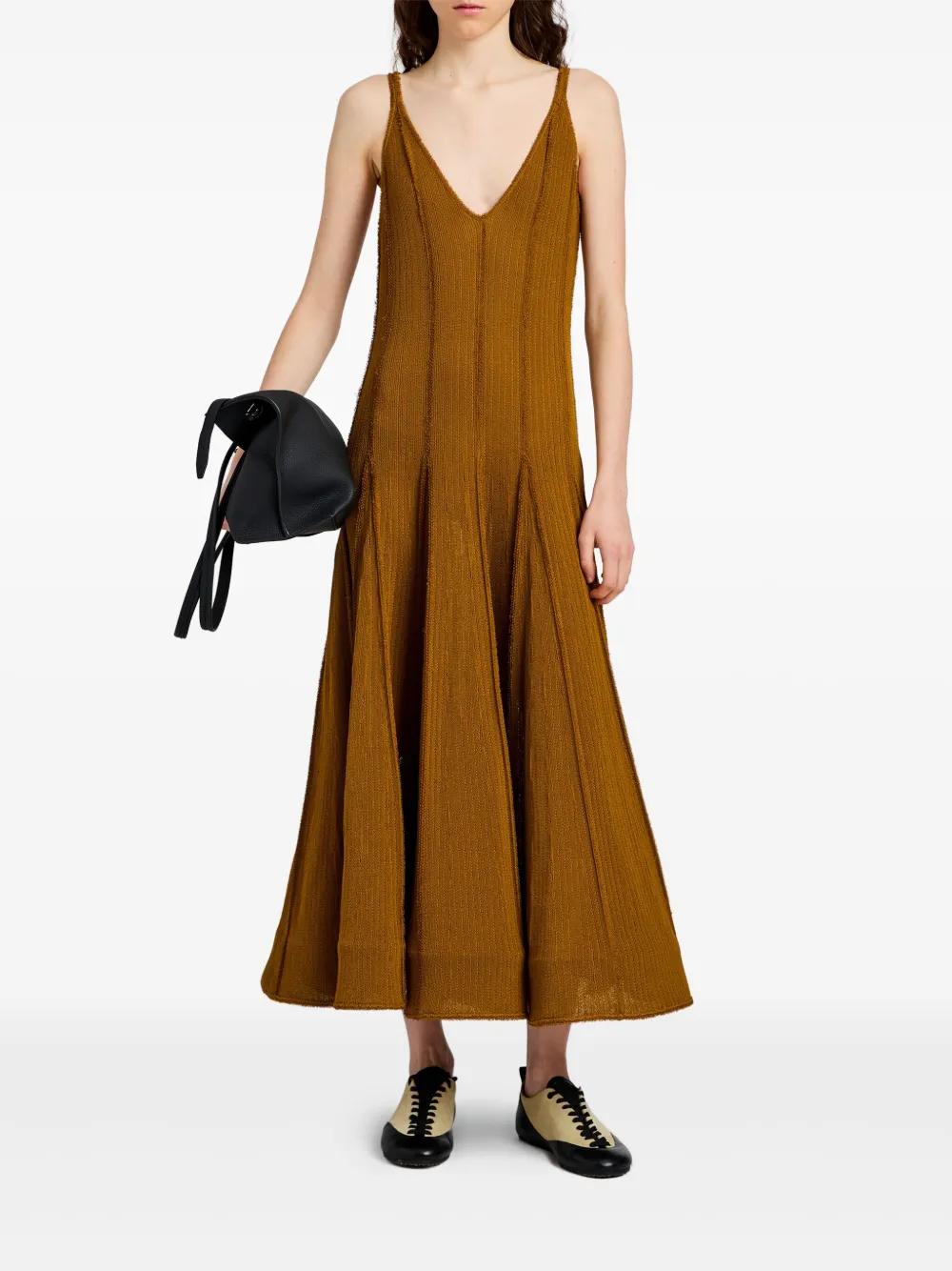 brown long linen dress Daniella Linen Tie Back Sleeveless Midi Dress in Cocoa By DISSH
