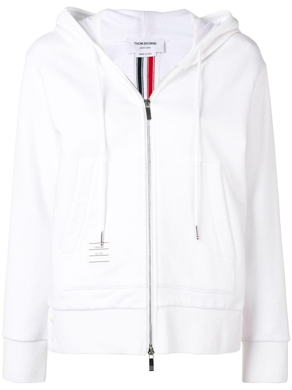 Thom Browne Center-back Stripe Zip-up Hoodie in White | Lyst Canada