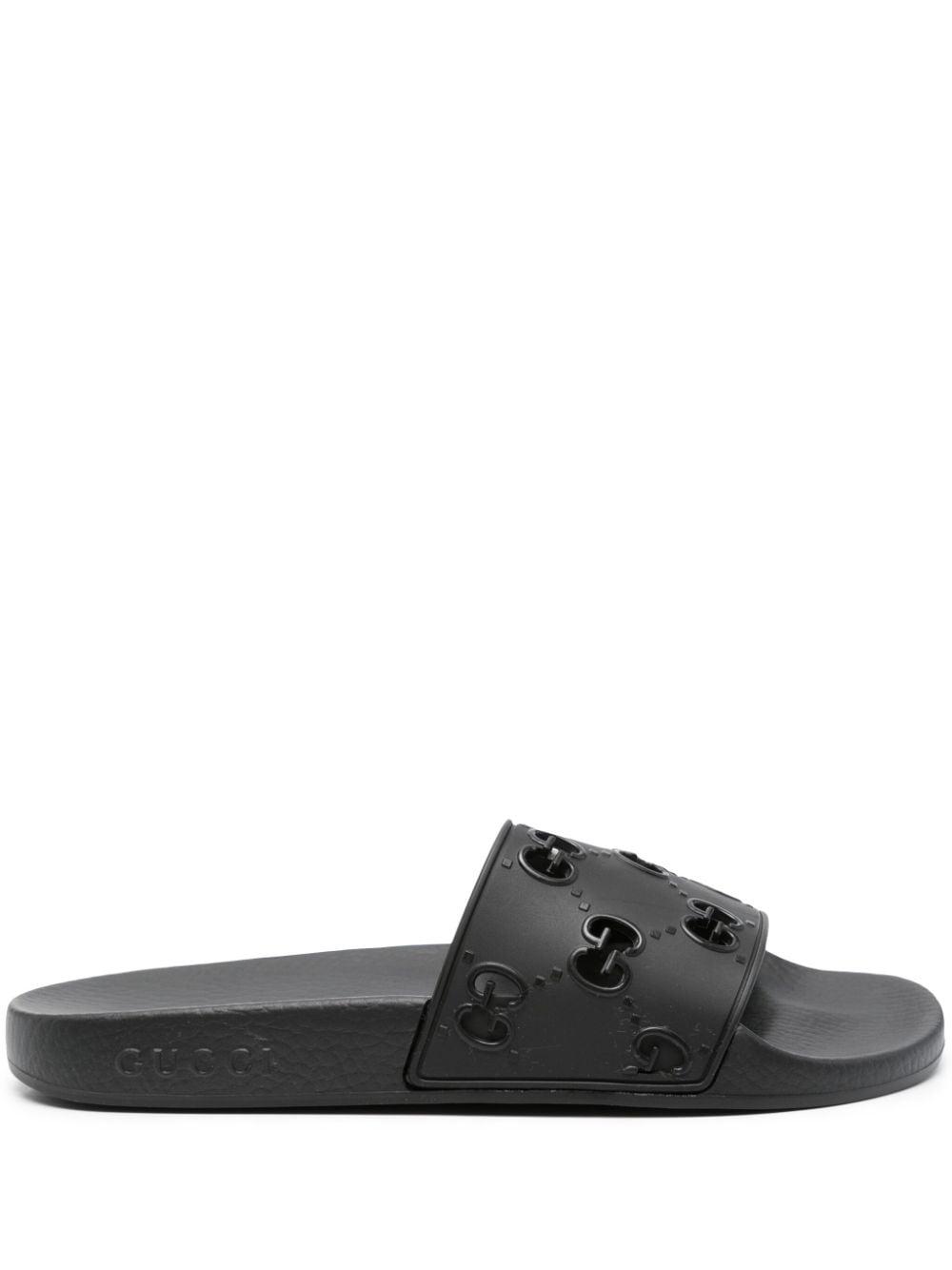 Gucci Rubber GG Slide Sandal in Black Lyst Canada