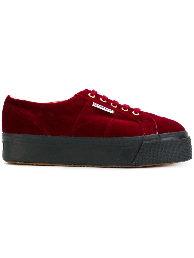 Superga Platform Velvet Sneakers in Red - Lyst