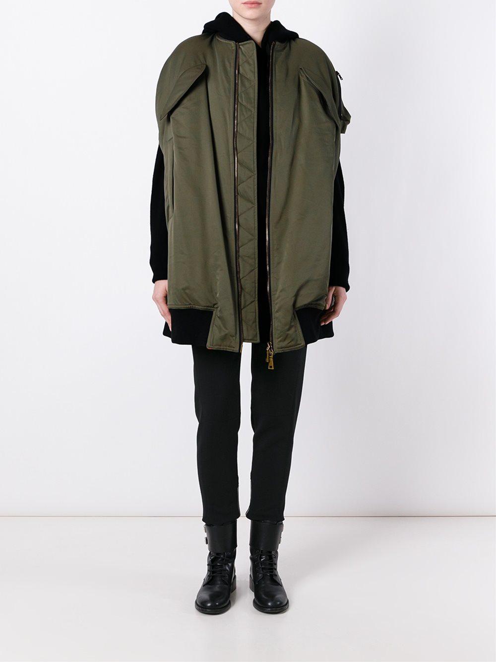 Erika Cavallini Semi Couture Wool Oversized Sleeveless Bomber Jacket in ...