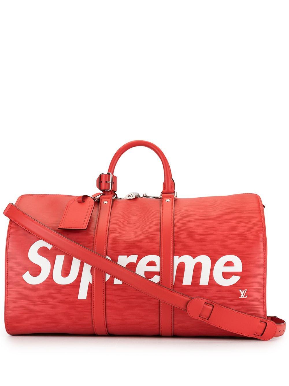 Louis Vuitton Leather X Supreme Pre-owned Keepall Bandouliere 45 Travel Bag in Red for Men - Lyst