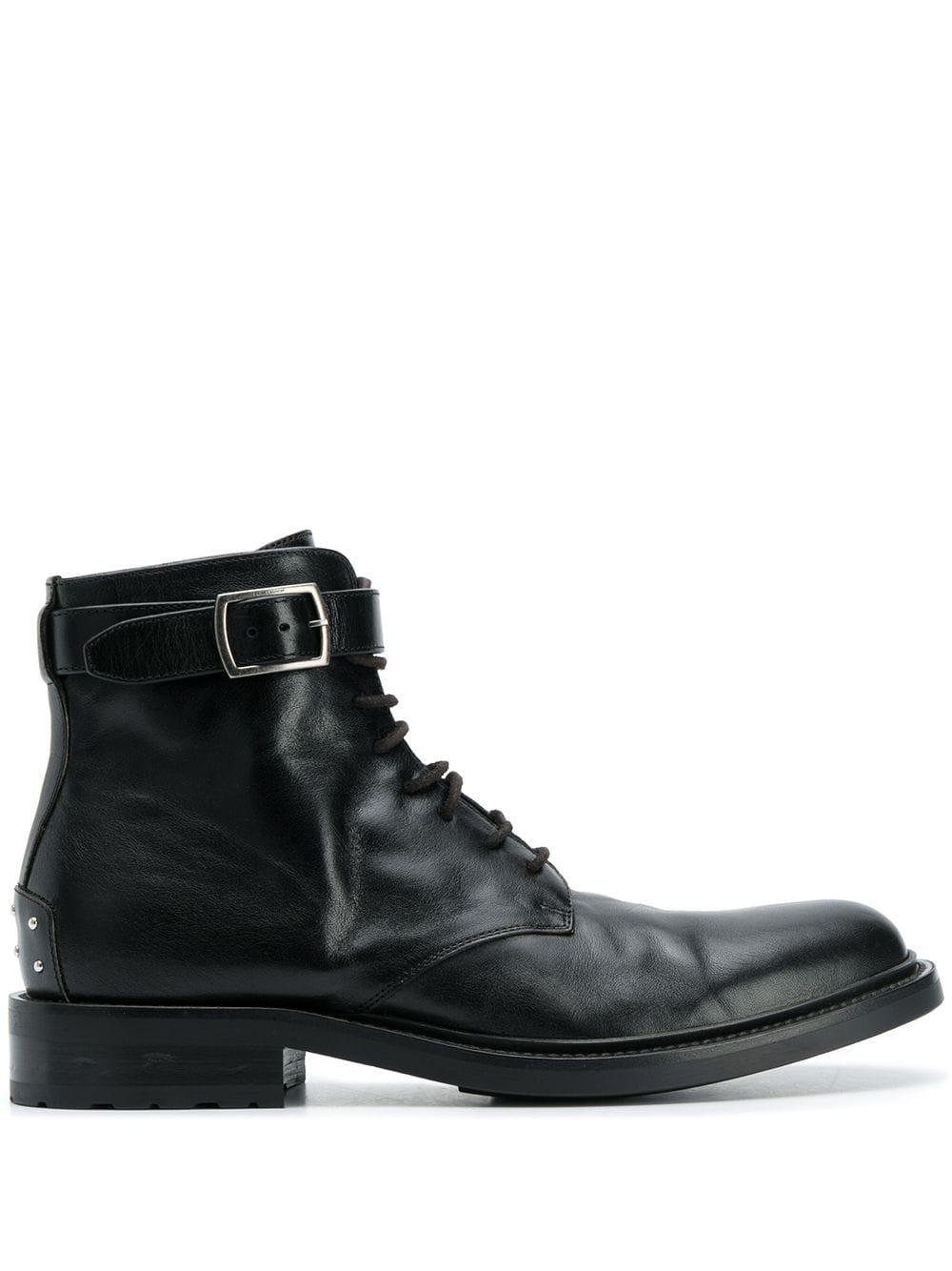 Saint Laurent Leather Army Stud Detailed Boots in Black for Men - Save ...