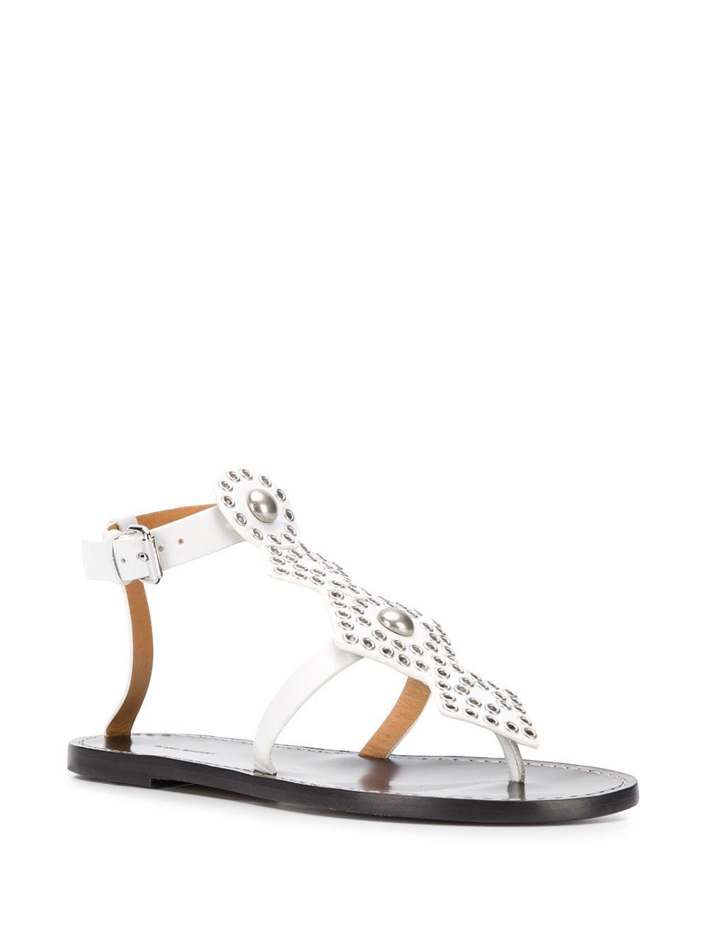 Isabel Marant Leather Ejane Thong Sandals in White - Lyst
