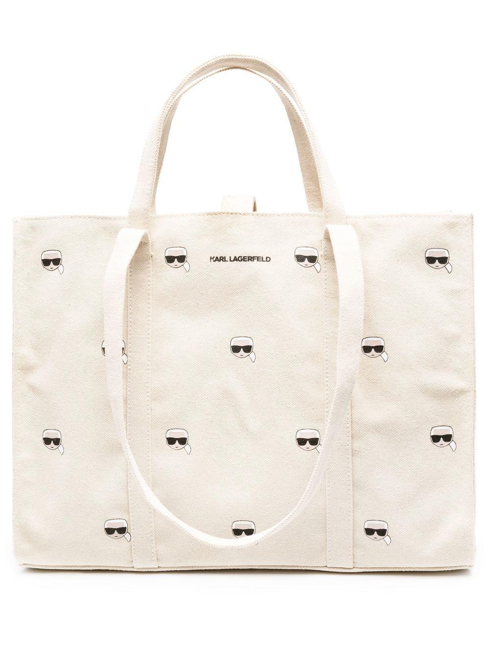 Karl Lagerfeld K/ikonik Karl Canvas Tote Bag in Natural | Lyst