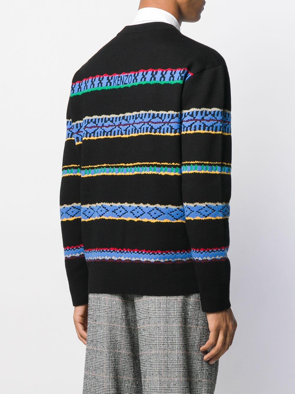 KENZO Wool Peruvian Stripes Crew Neck Sweater in Black for Men - Lyst