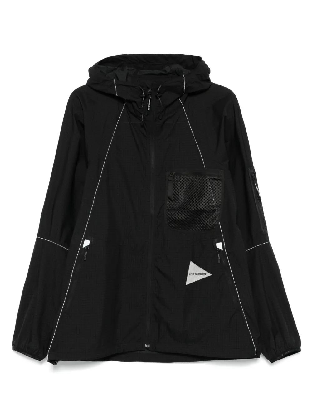 and wander ブラック ナイロンジャケット and wander(アンドワンダー)｜【UNISEX】PERTEX wind jacket