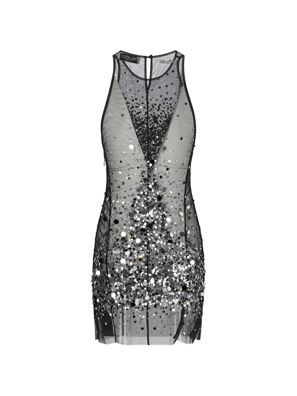 attico beaded dress ATTICO Size 4 Black Viscose Beaded Deep Neck Dress  Sui Generis Designer  Consignment