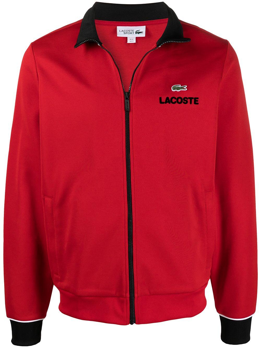 Lacoste Logo Patch Bomber Jacket in Red for Men | Lyst