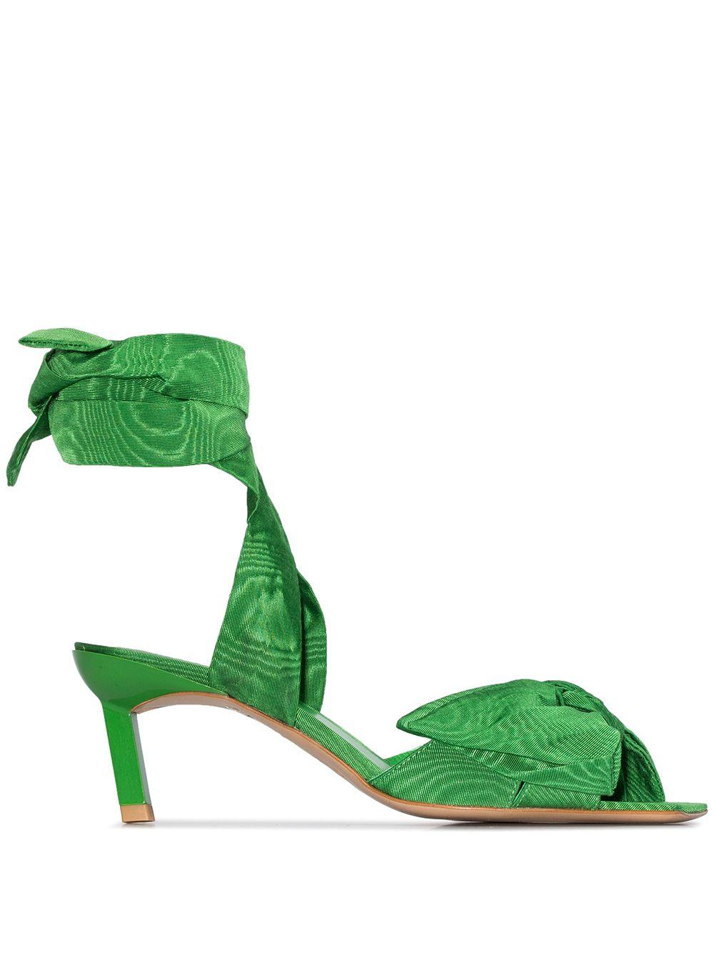 Ganni 65 Bow Tie Sandals in Green | Lyst