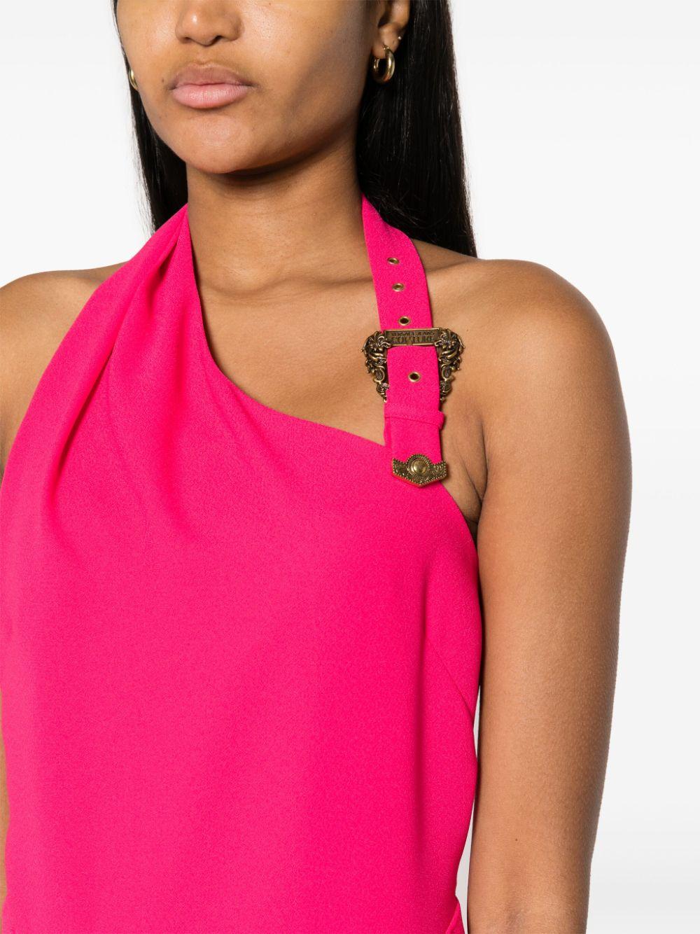 Versace Jeans Couture レディース ピンク ロゴバックル ドレス ワンピース