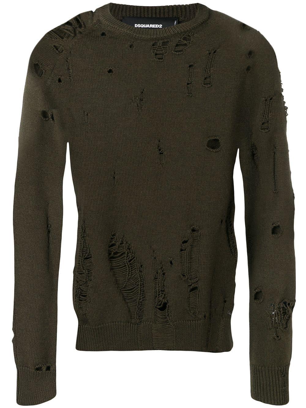 Maglione effetto strappato da Uomo di DSquared² in Verde | Lyst