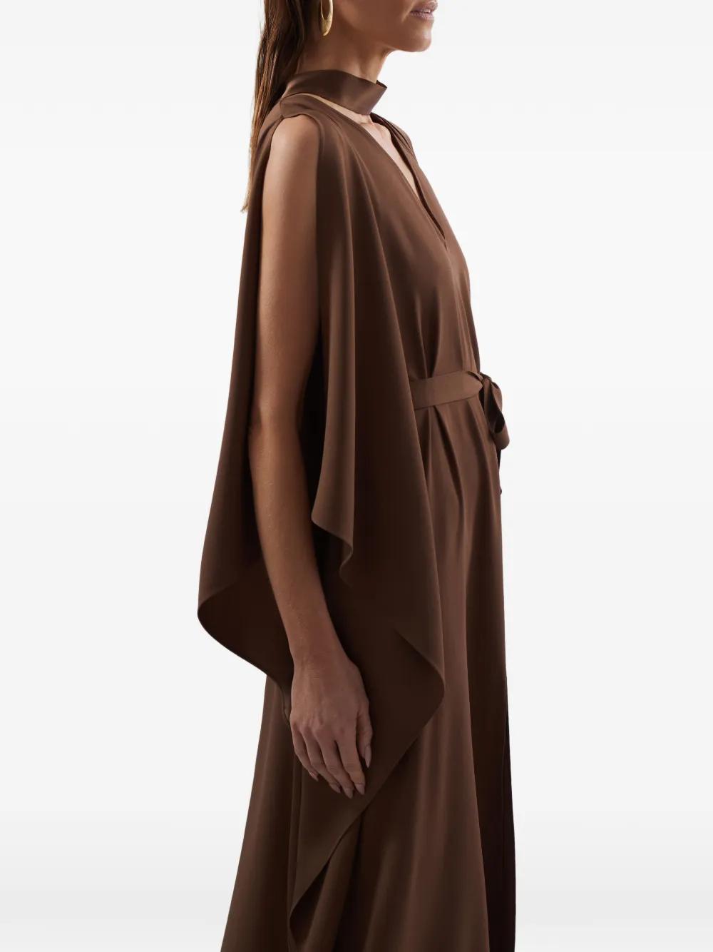 taller marmo brown dress Taller Marmo Mojave lace-up Kaftan Maxi Dress | Brown