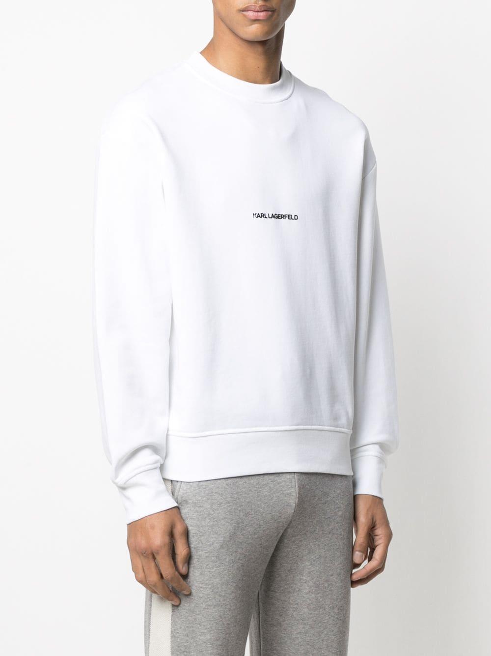 Karl Lagerfeld Logo-print Crew Neck Sweatshirt in White - Lyst