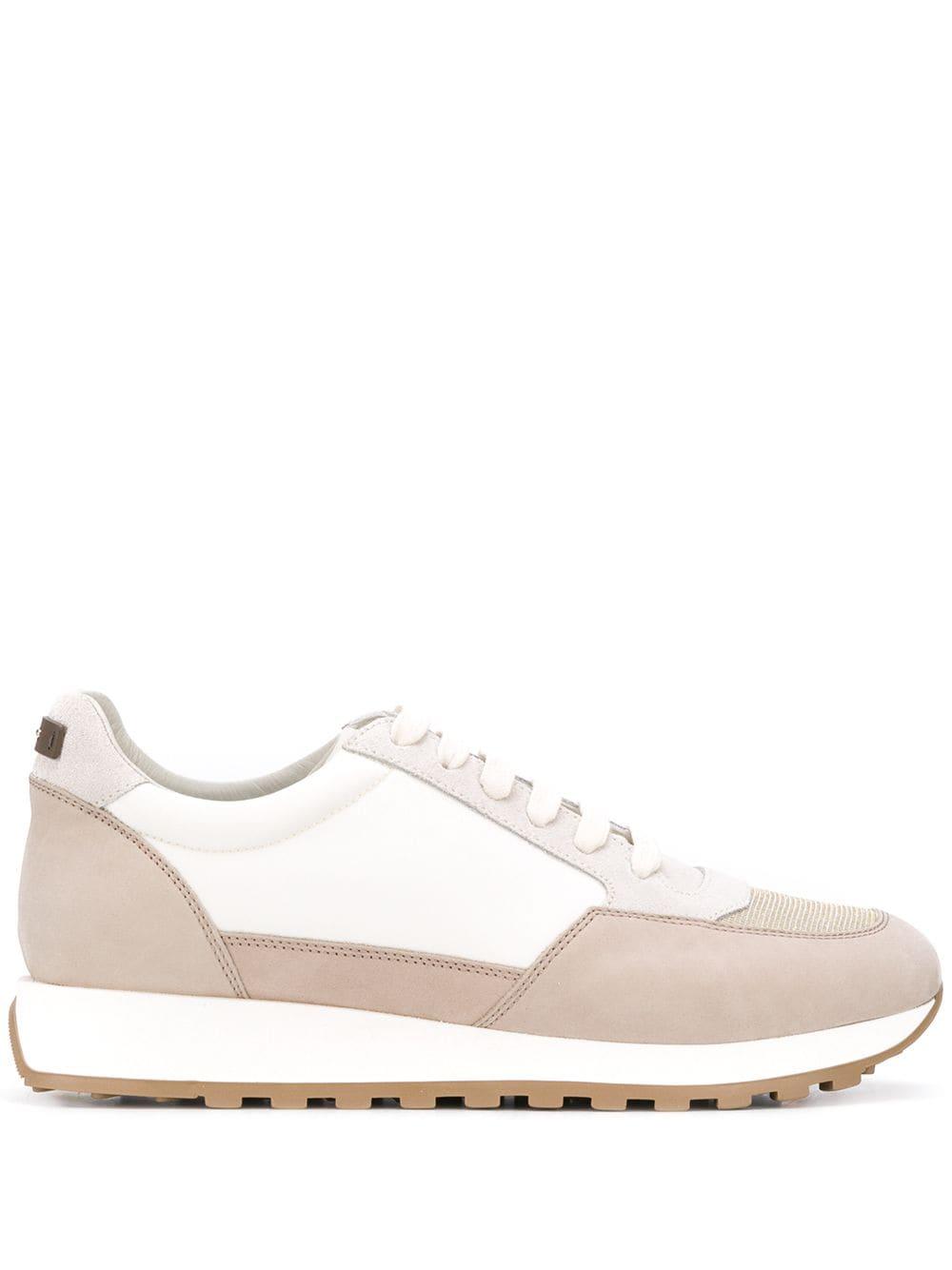Peserico Leather Panelled Low-top Sneakers in White - Lyst