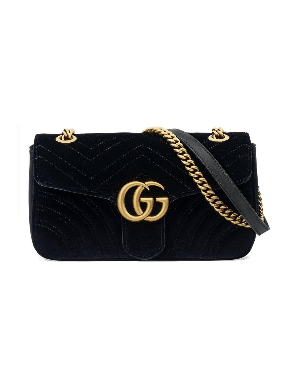 Gucci GG Marmont Velvet Shoulder Bag in Black | Lyst