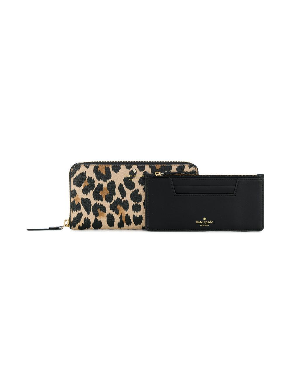 Kate Spade Leopard Print Wallet in Brown | Lyst