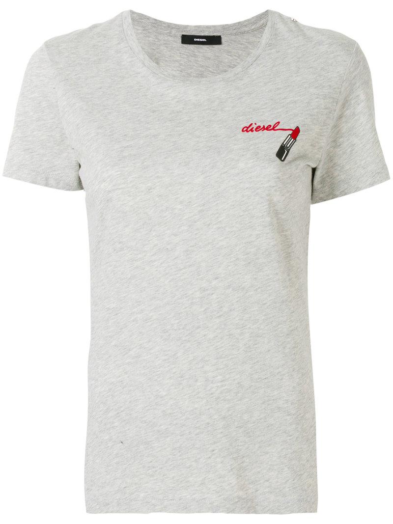 DIESEL Lipstick-print T-shirt in Grey | Lyst Canada