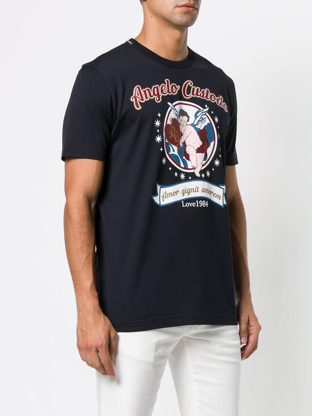Dolce & Gabbana Cotton Angelo Custode Print T-shirt in Blue for Men | Lyst