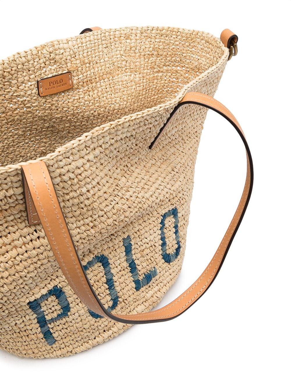 Polo Ralph Lauren Logo-embroidered Raffia Tote Bag in Brown | Lyst Canada