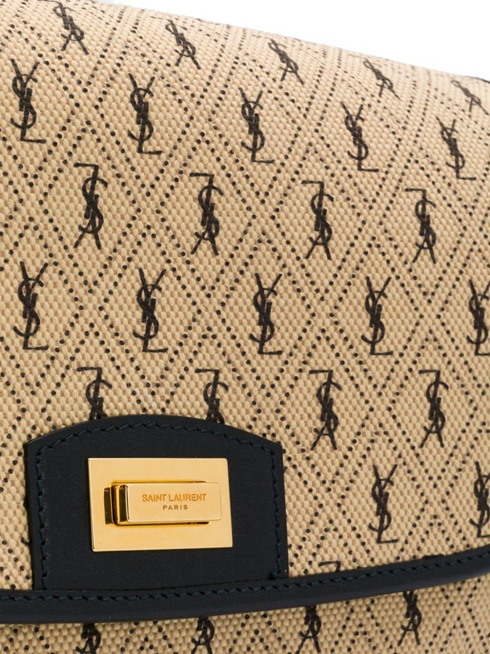 Saint Laurent Monogram All Over Canvas Satchel Bag