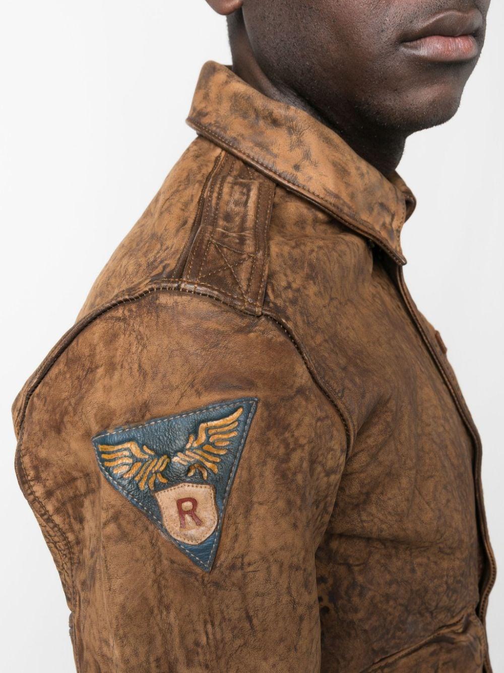 Polo Ralph Lauren Faded Leather Bomber Jacket in Brown for Men | Lyst