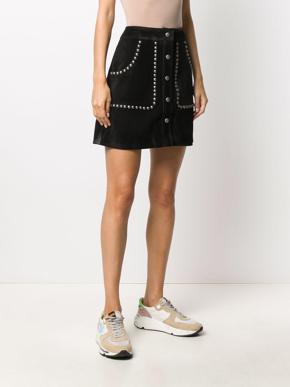 Golden Goose Deluxe Brand Leather Studded A-line Mini Skirt in Black - Lyst