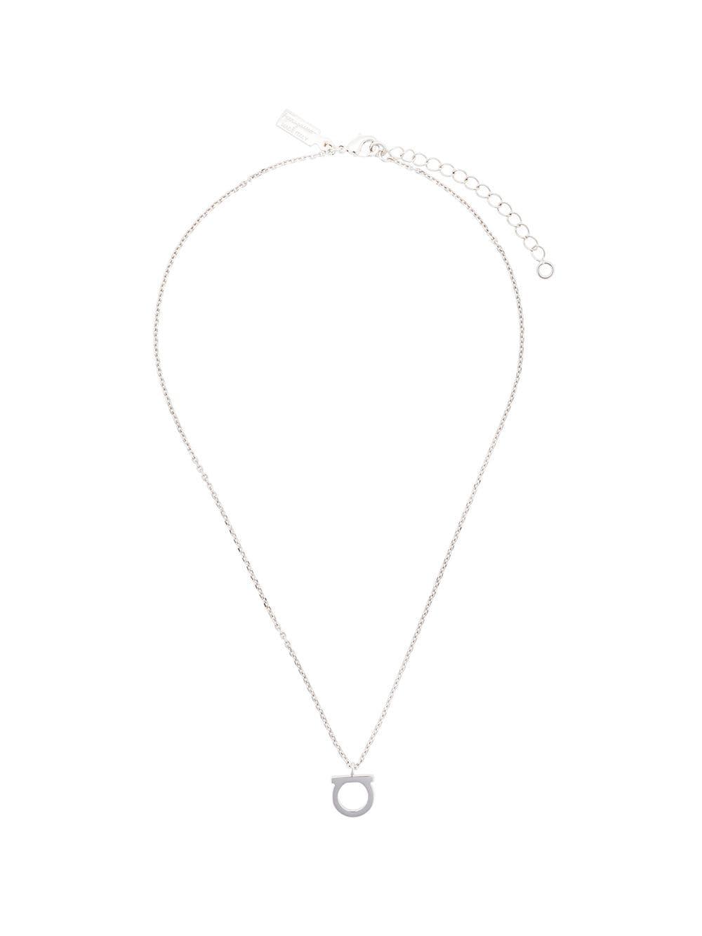 Ferragamo Leather Gancini Necklace in Silver (Metallic) - Lyst