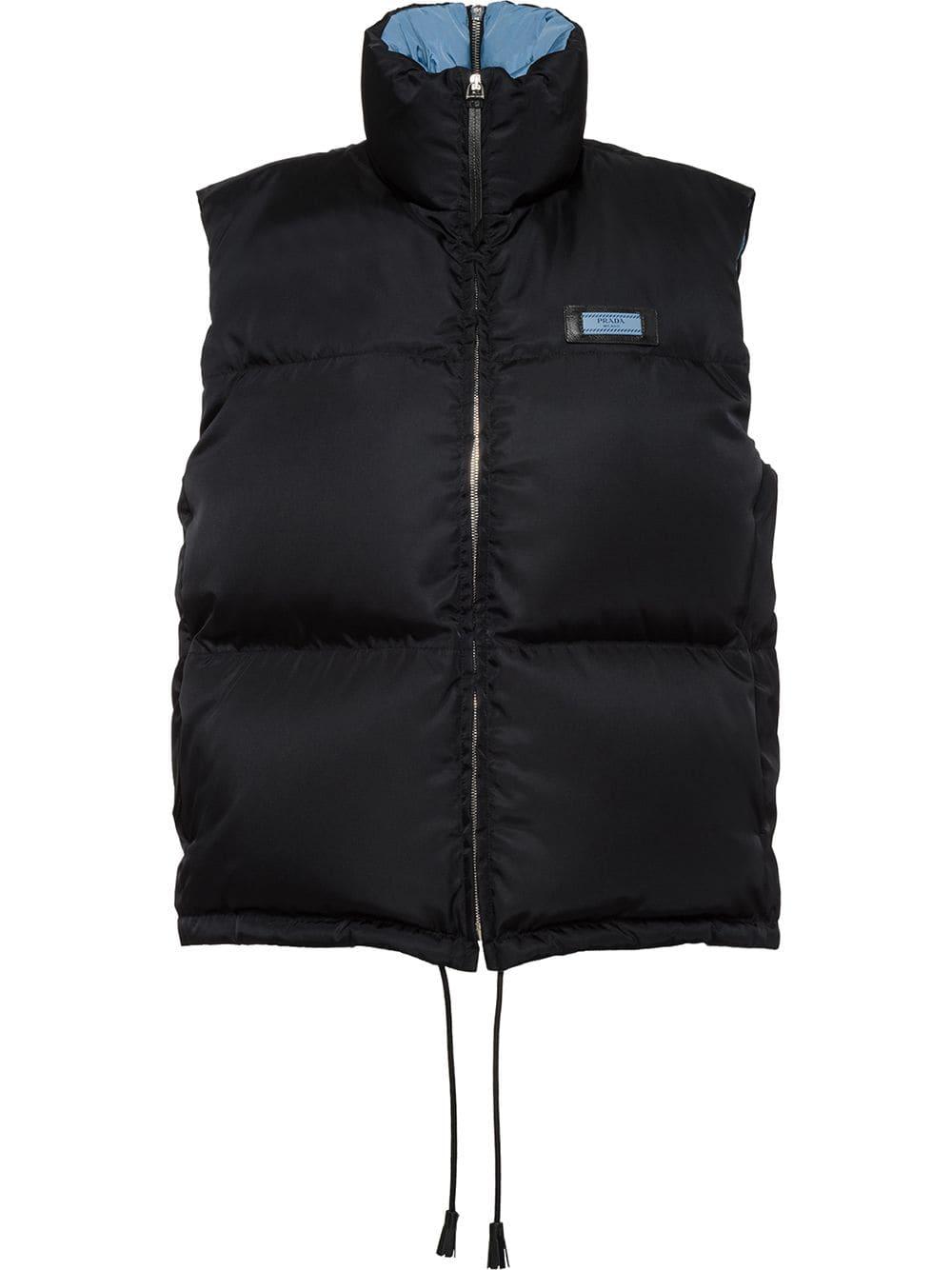 Prada Nylon Gabardine Puffer Vest in Black | Lyst