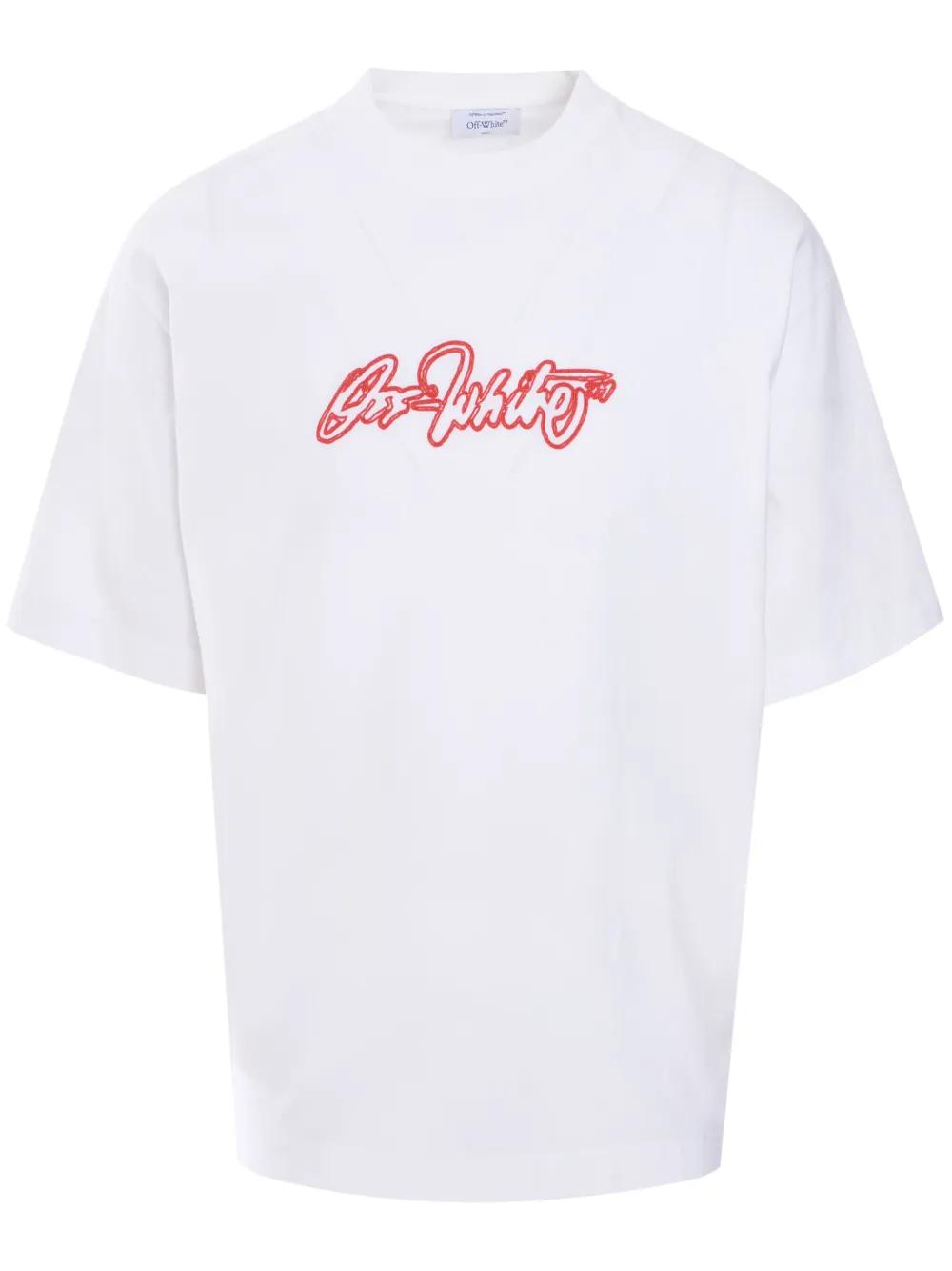 Off-White c/o Virgil Abloh Script Outline T-Shirt in White