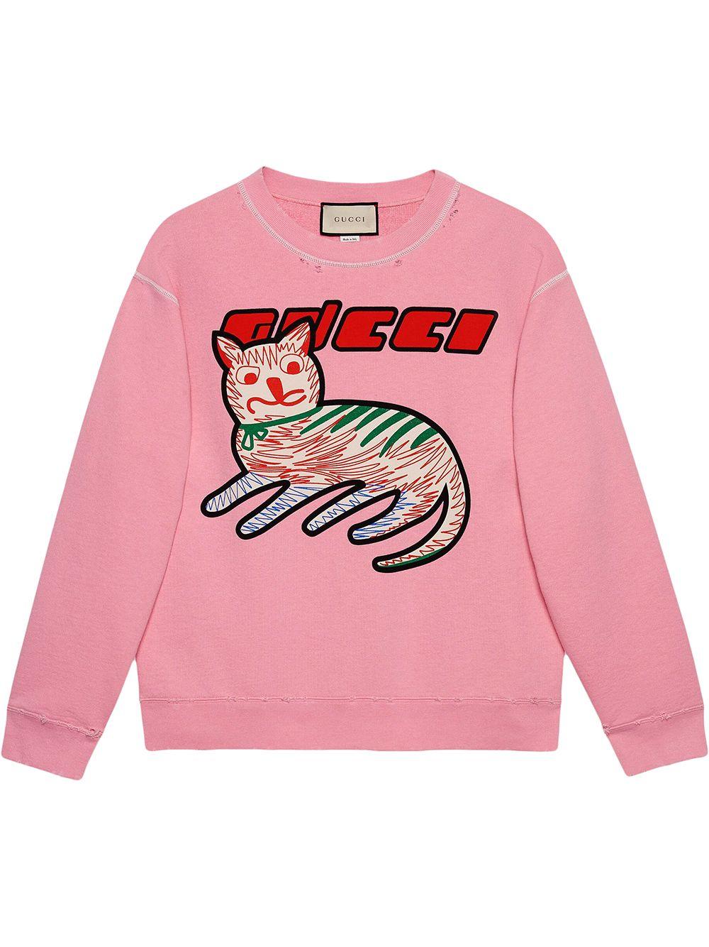 Gucci Cat Print Sweatshirt in Pink for Men Lyst