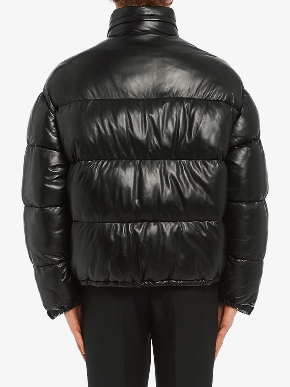 Prada Nappa Leather Puffer Jacket in Black for Men | Lyst