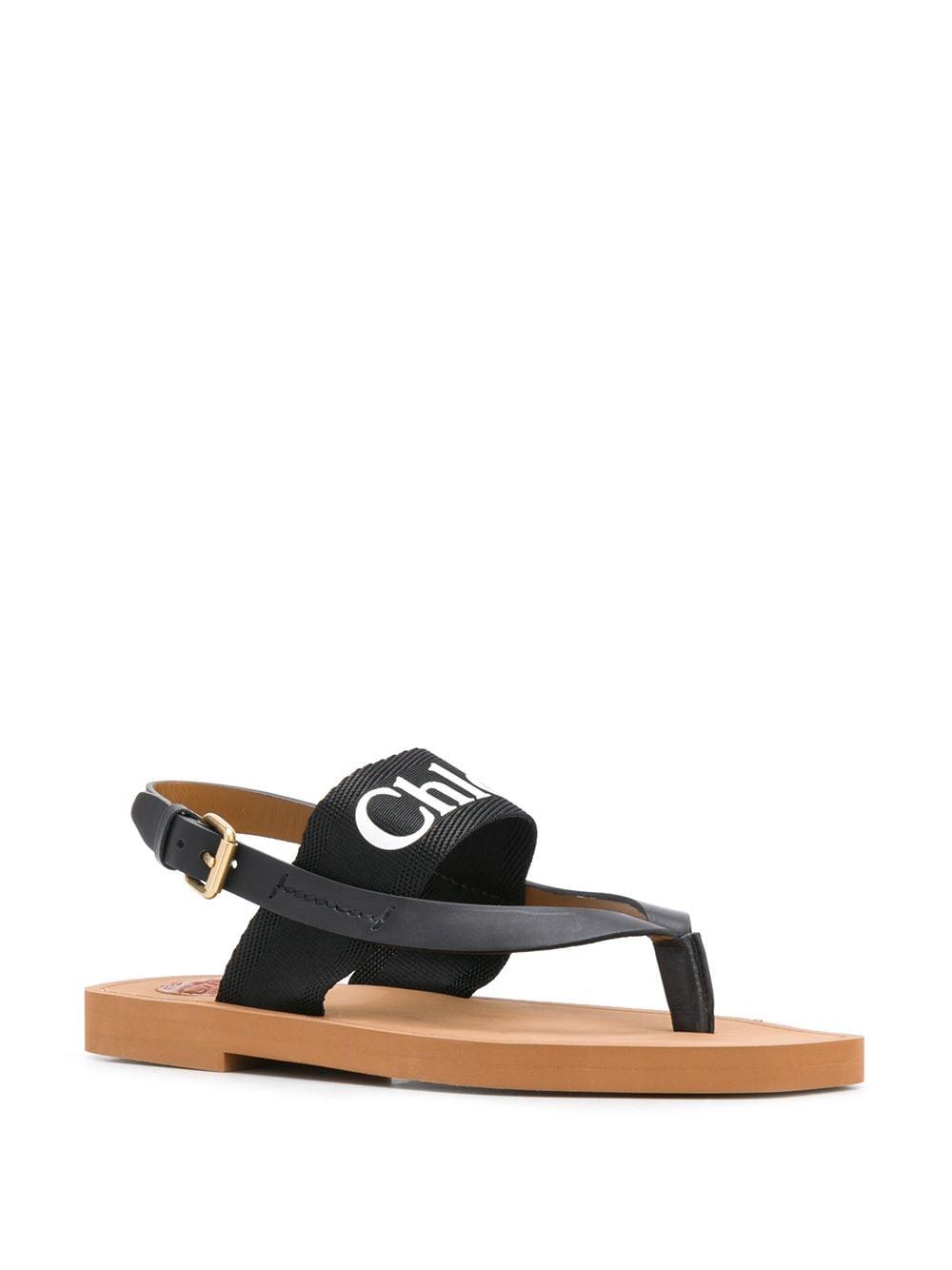 Chloé Woody Logo Strap Sandals in Black - Lyst