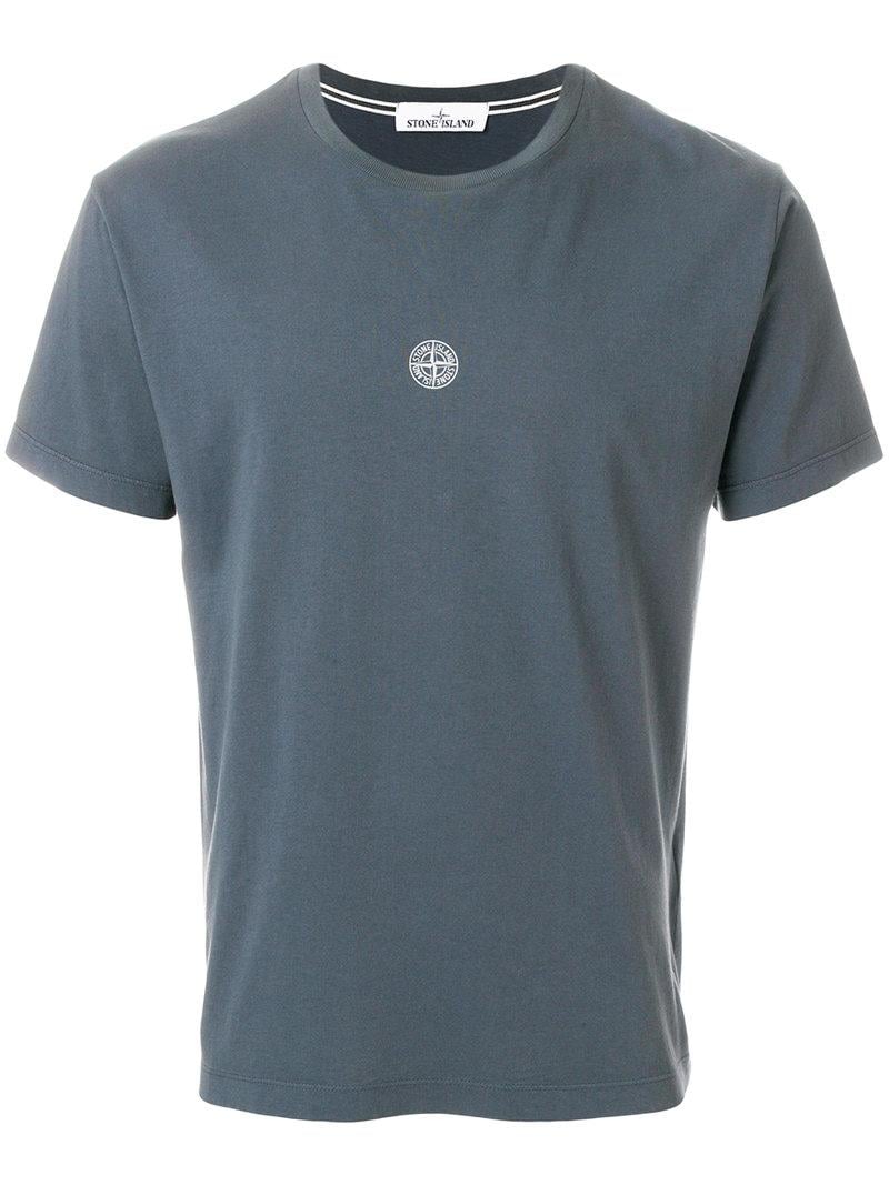 Stone Island Cotton Central Logo T-shirt in Grey (Gray) for Men - Lyst