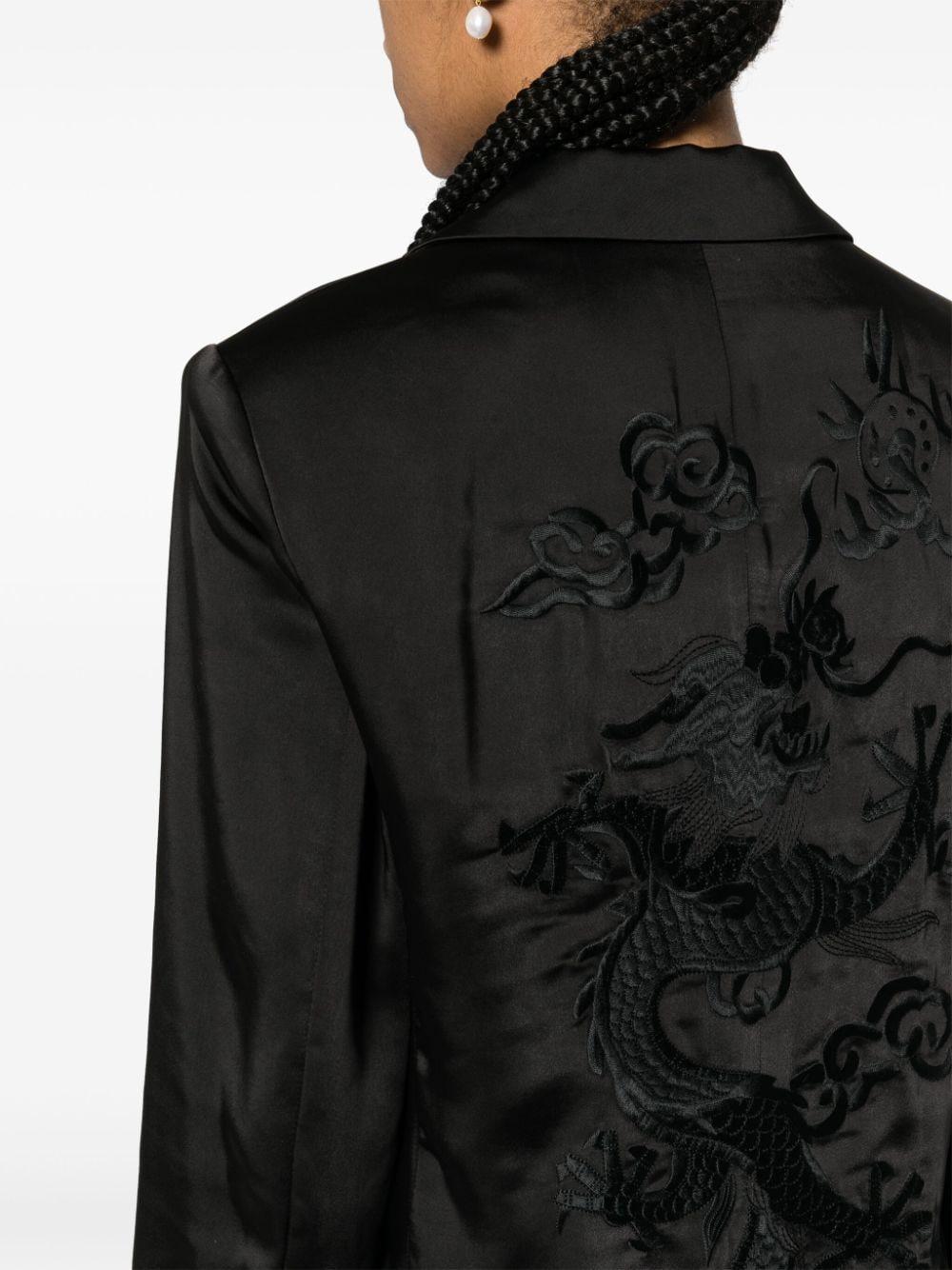 P.A.R.O.S.H. dragon-embroidered twill blazer - White