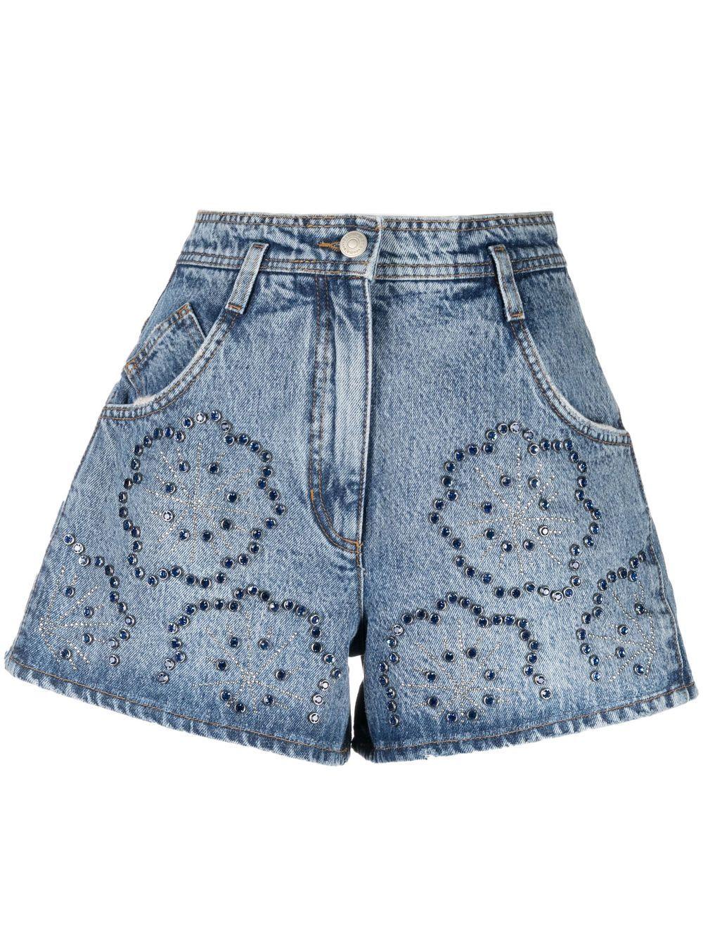 Mode Jeansshorts Kurze Hosen Jeans shorts mit Kristallen 