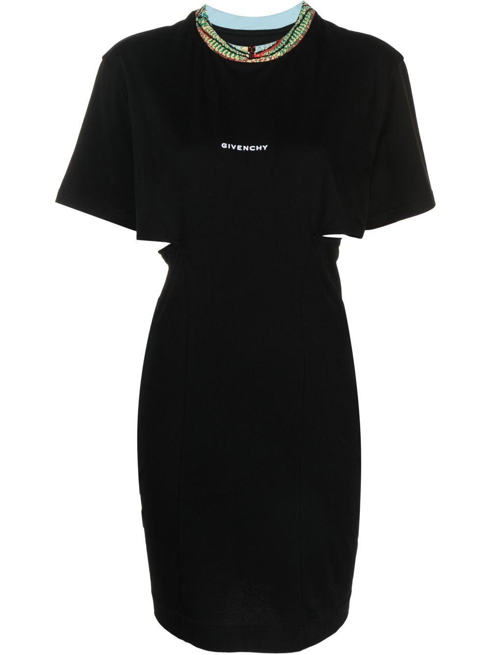 Givenchy Embroidered-logo T-shirt Dress in Black | Lyst