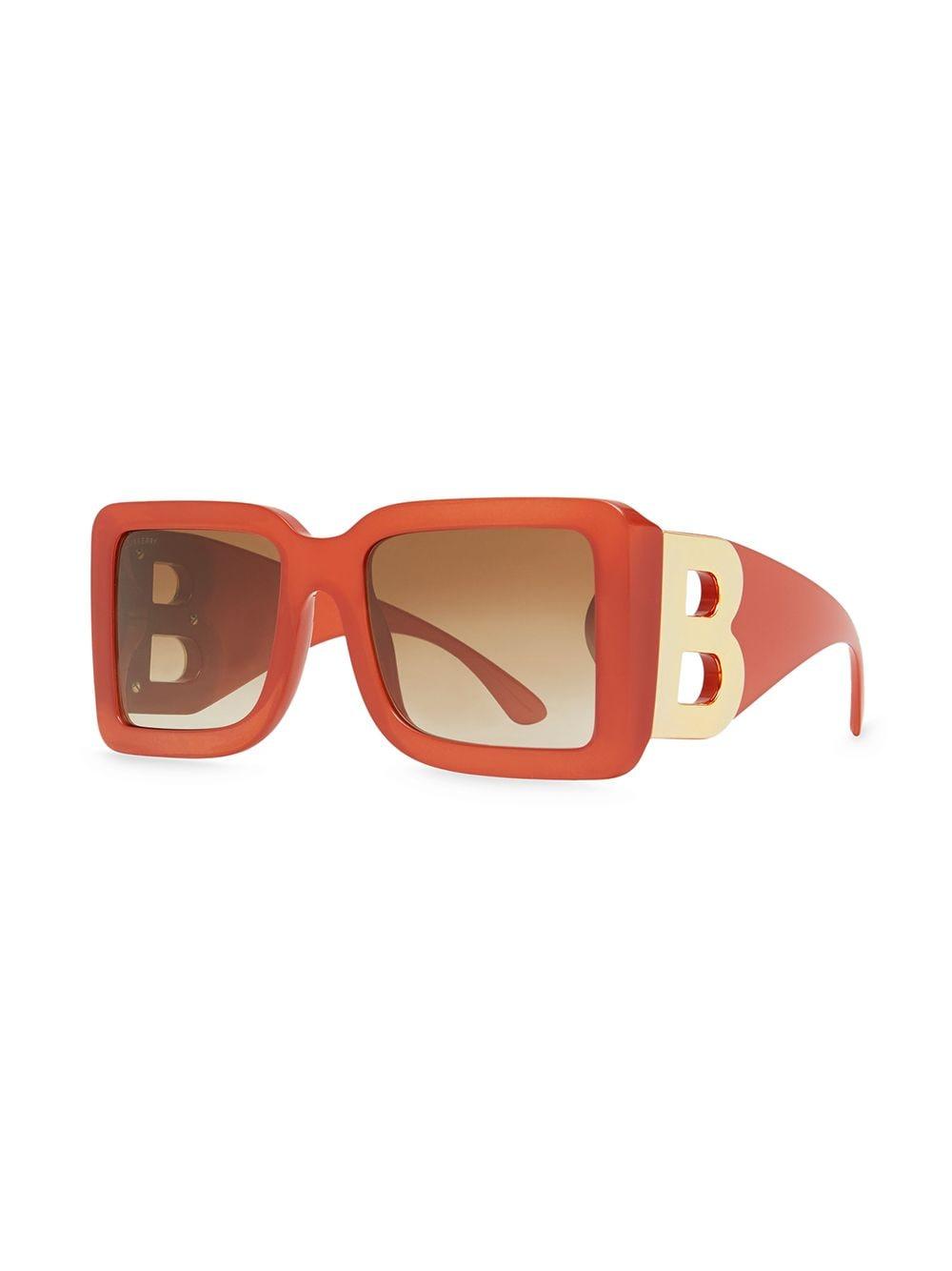 Burberry B Motif Square Frame Sunglasses in Orange | Lyst