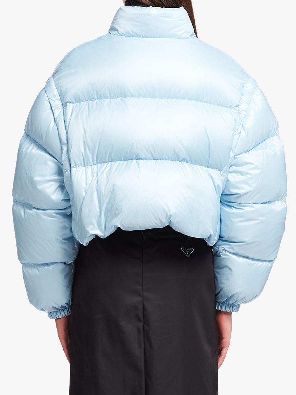 Prada Blue Ciré Nylon Puffer Jacket | Lyst
