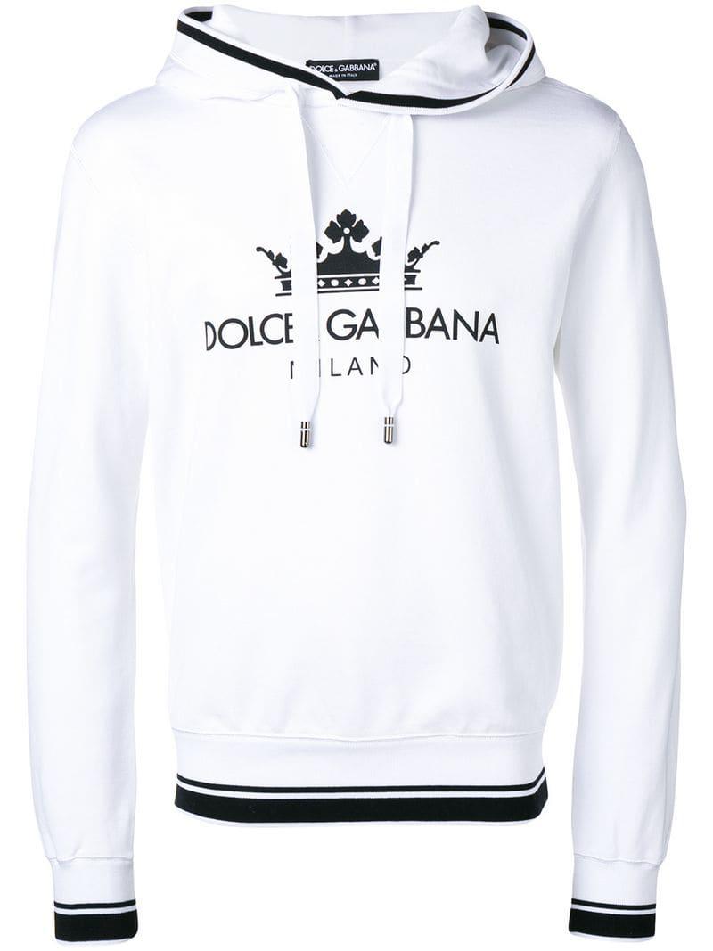 Sudadera con logo estampado Dolce \u0026 Gabbana de Algodón de color Blanco para  hombre | Lyst
