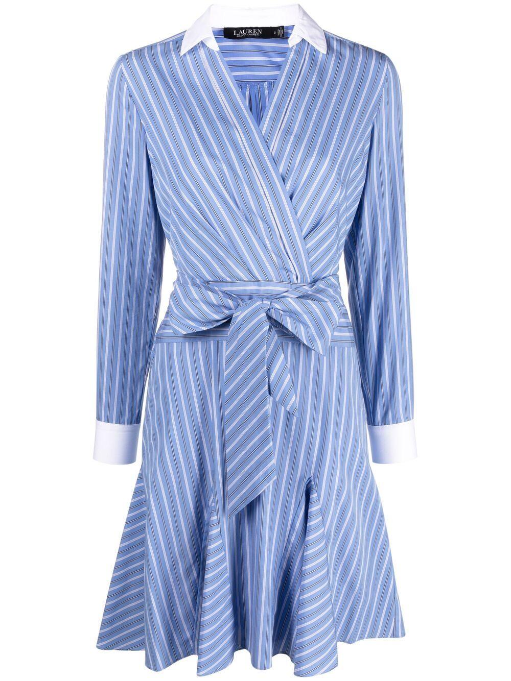 pinstripe wrap dress
