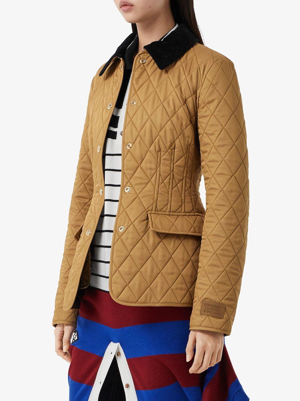 Burberry Corduroy Collar Diamond Quilted Barn Jacket in Brown Lyst
