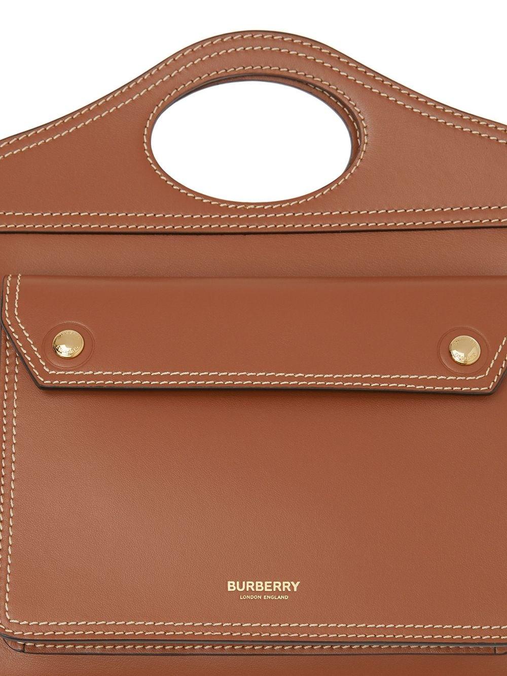 ☆人気☆【BURBERRY】☆Mini Topstitched Leather Pocket Ba.g☆ Burberry Mini Topstitched Leather Pocket Bag in Brown | Lyst
