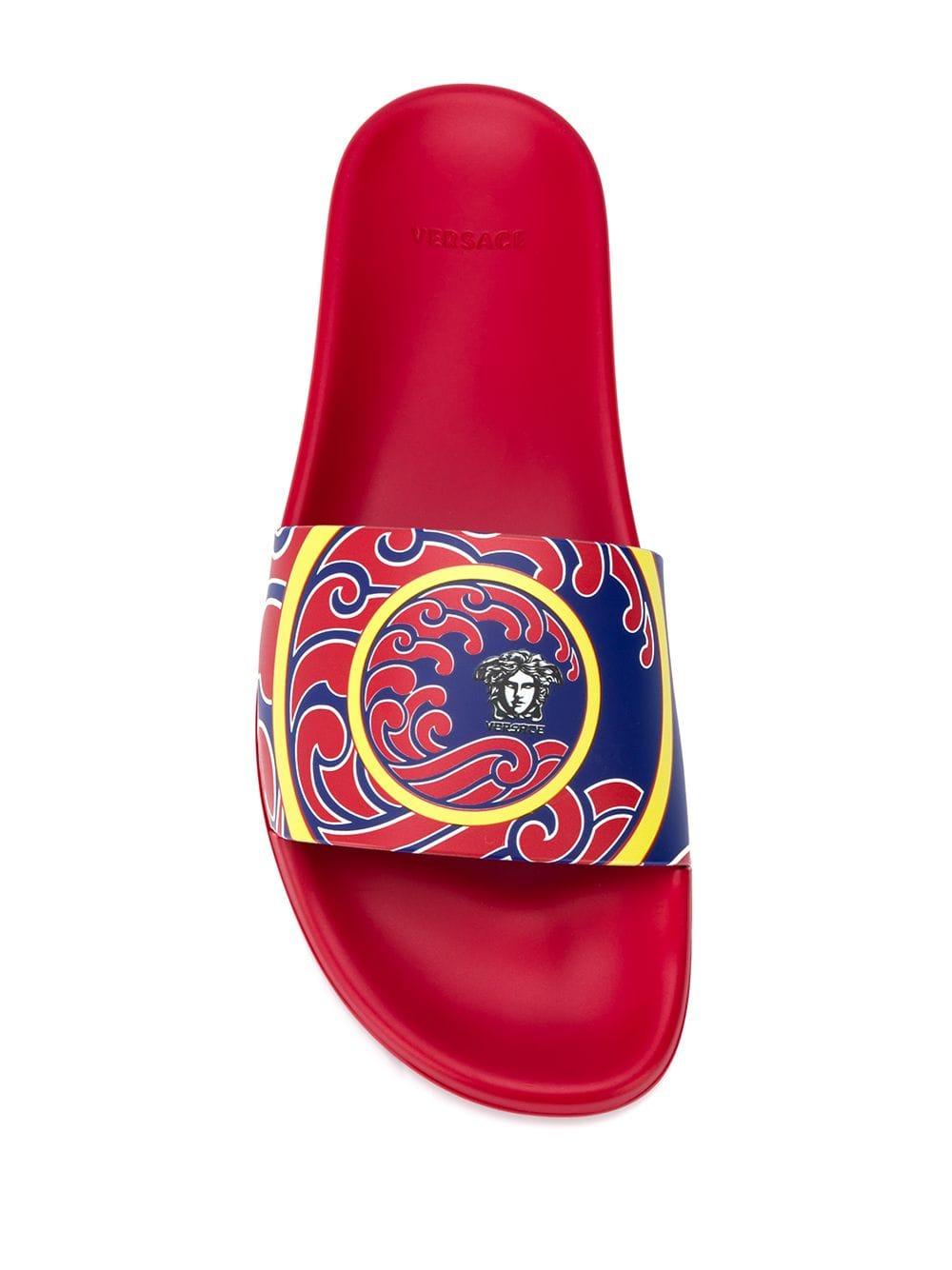 Versace Rubber Medusa Head Wave Slides in Red for Men - Lyst