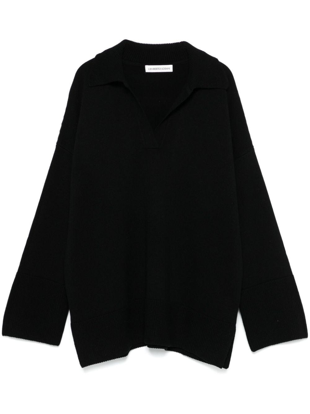 Lamberto Losani Ribbed Knit Sweater in Black Lyst UK